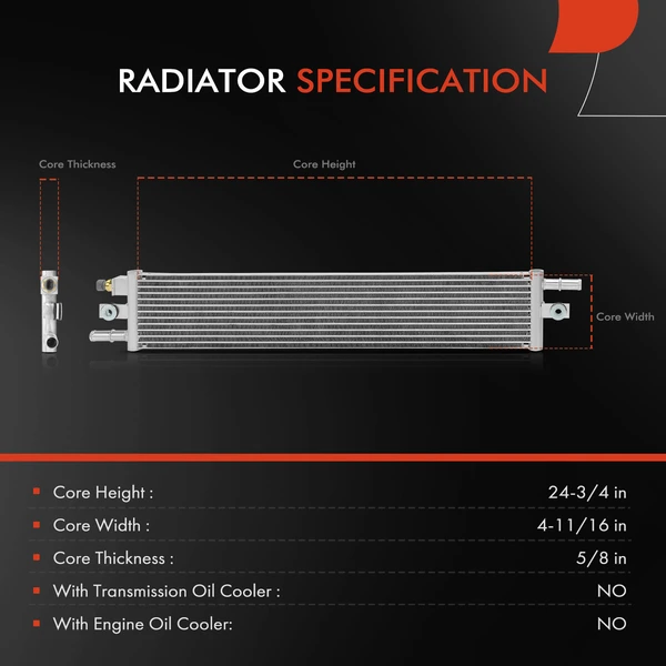 Aluminum Inverter Cooler Radiator without Oil Cooler for Chevy Malibu Impala Buick