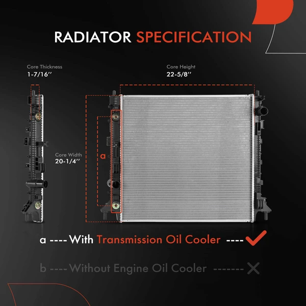 Aluminum Radiator with Transmission Oil Cooler for Chevrolet Camaro Cadillac ATS