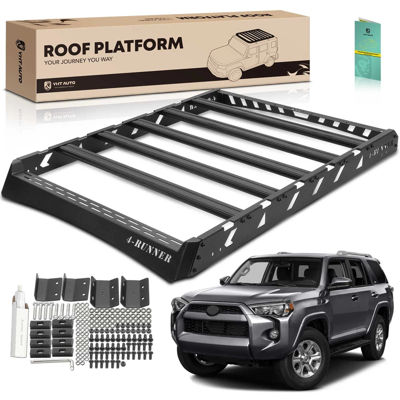 Black Aluminum Alloy Roof Rack Basket Luggage Carrier for 2020 Toyota 4Runner