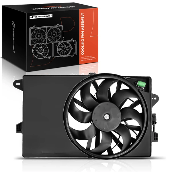 Single Radiator Cooling Fan Assembly with Shroud for Fiat 500 2012-2019 1.4L