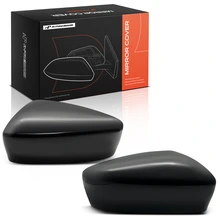 Front Mirror Cover Cap Set Smooth Black for 2014-2018 Mazda 3