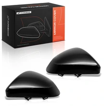 Front Mirror Cover Cap Set Smooth Black for 2013-2015 Toyota RAV4