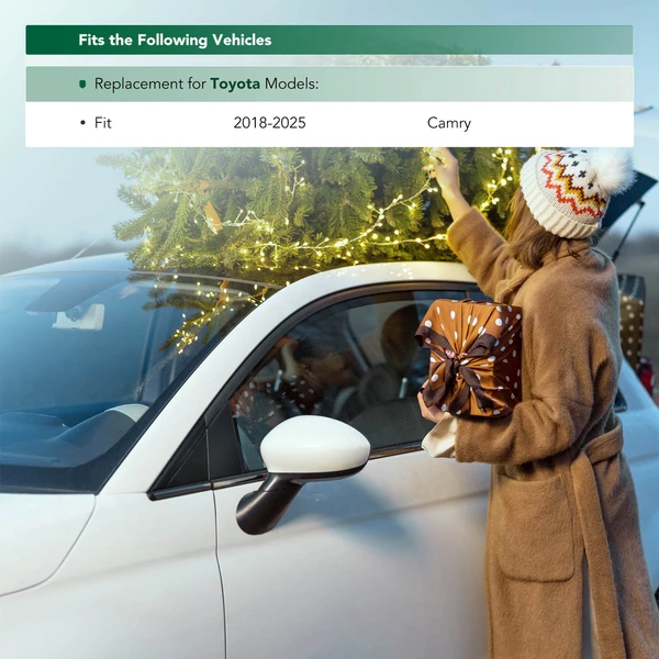 Front Driver Trim Cover Mirror Flag Applique for Toyota Camry 2018-2025 Black