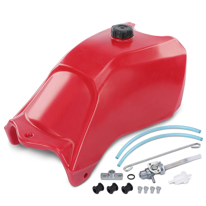 Red Fuel Tank with Cap & Fuel Petcock for 1988 Honda FourTrax 300