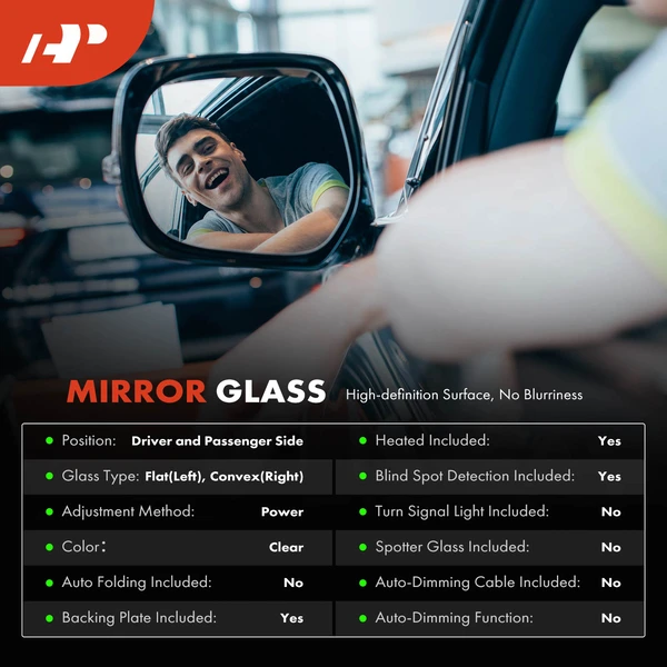 2 Pcs Mirror Glass with Heated & Blind Spot Detection for Toyota Camry 2018-2024 Corolla