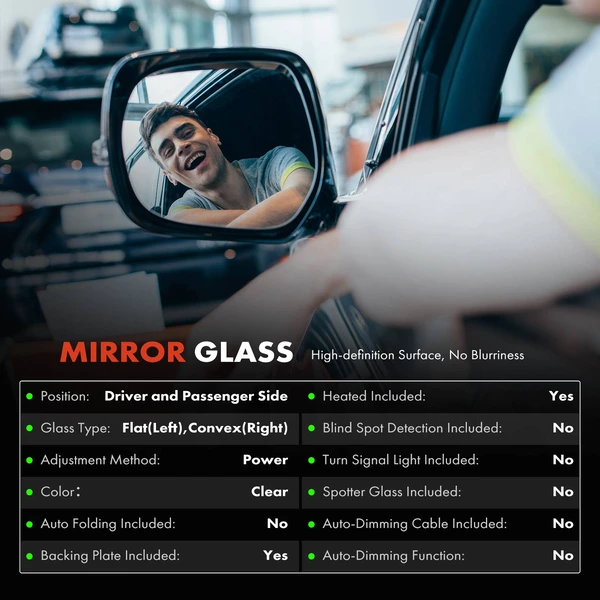 A-Premium APMGS092 Mirror Glass Driver & Passenger