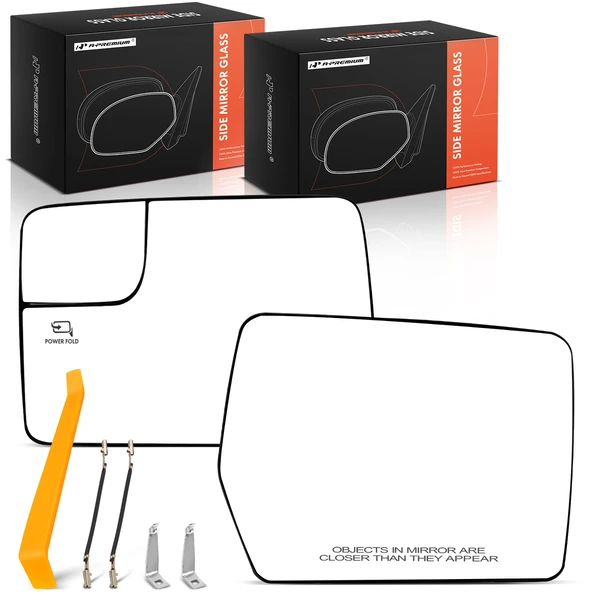 2 Pcs Driver & Passenger Mirror Glass with Power Adjust for Ford F-150