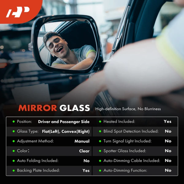 A-Premium APMGS624 Mirror Glass Driver & Passenger