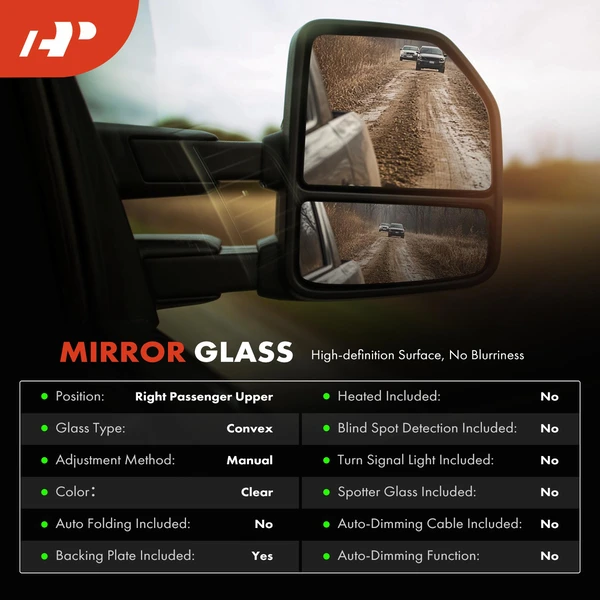 A-Premium APMGS262 Mirror Glass Passenger Upper