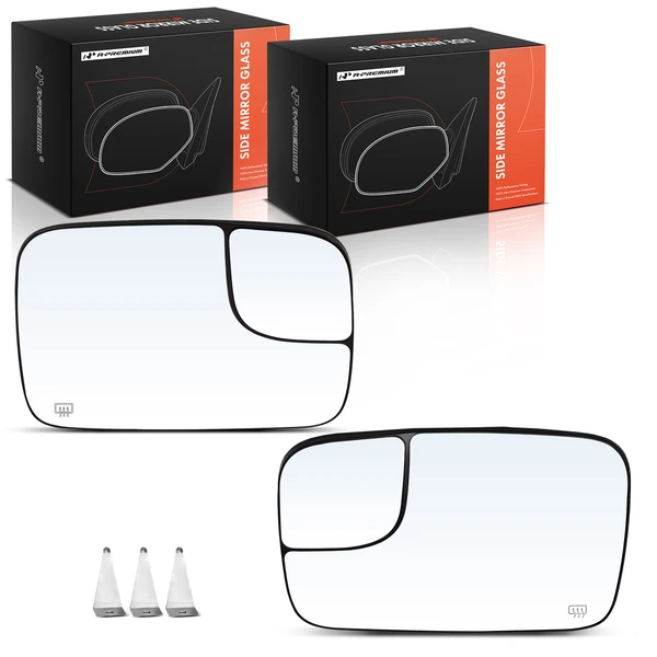 2 Pcs Mirror Glass Heated with Power Adjust & Spotter Glass for Dodge Ram 1500 2500