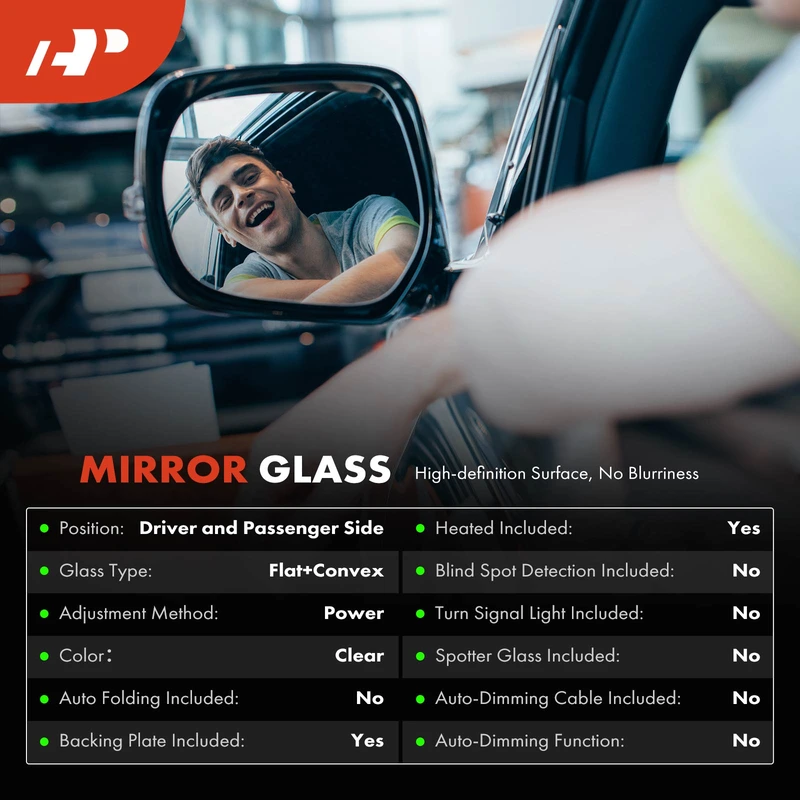 2 Pcs Mirror Glass Heated with Power Adjust Backing Plate for Honda Civic 2012-2013