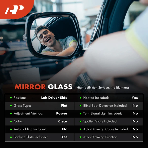 A-Premium APMGS470 Mirror Glass Left Driver Side