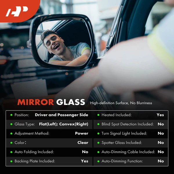 2 Pcs Mirror Glass with Power Adjust for Kia Forte Forte5 2014-2018