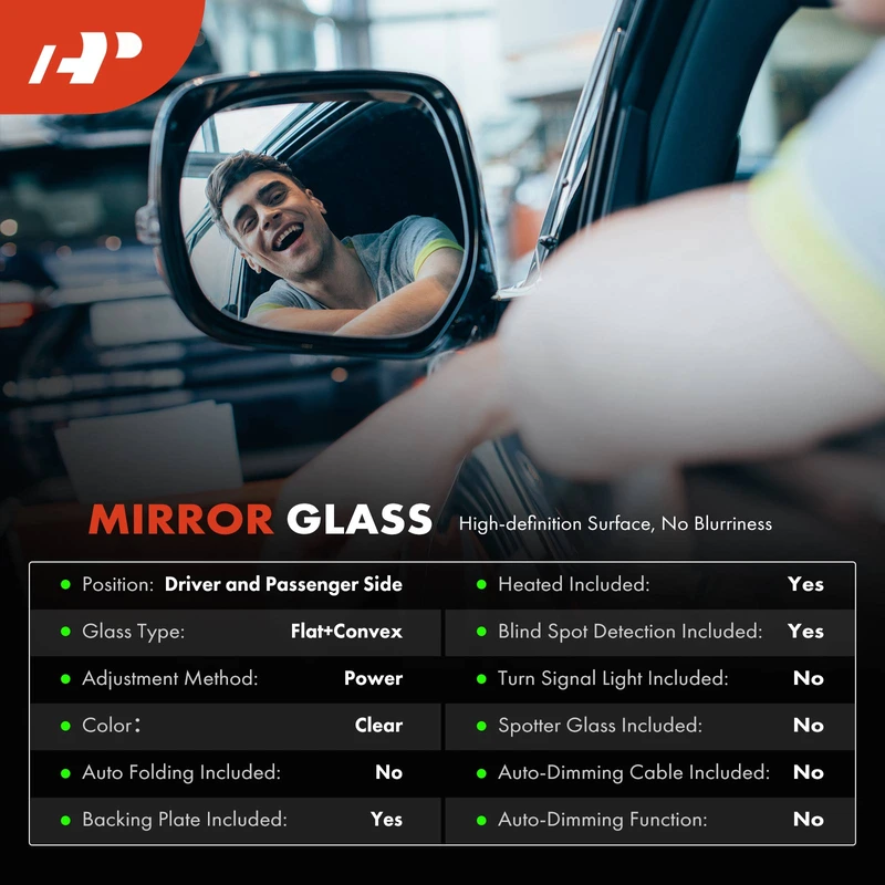 2 Pcs Driver & Passenger Mirror Glass with Heated & Blind Spot Detection for Toyota C-HR 2018-2022