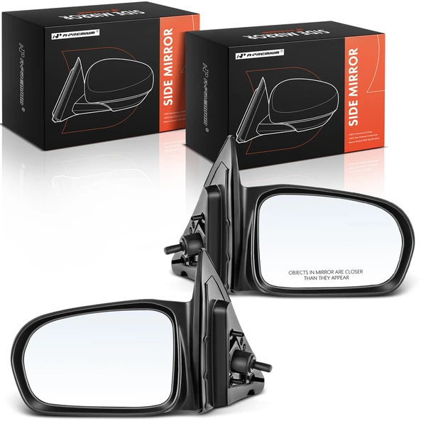 Driver & Passenger Mirror, Manual Adjustment, Non-Folding, Black A-Premium APMI2816TW