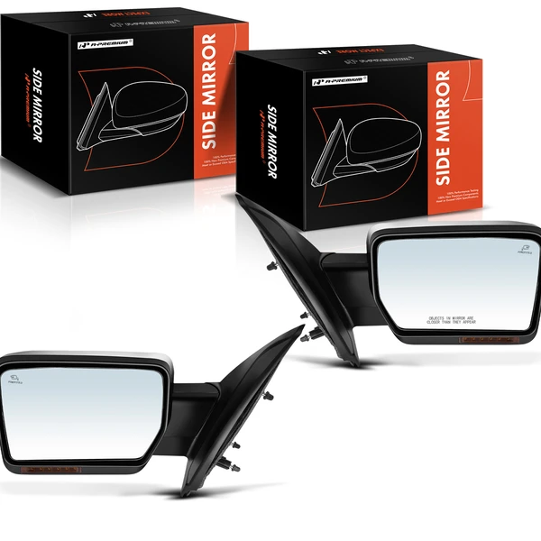 2011-2014 Ford F-150 Driver & Passenger Mirror, Powered, with Heated, Textured Black A-Premium APMI1582TW