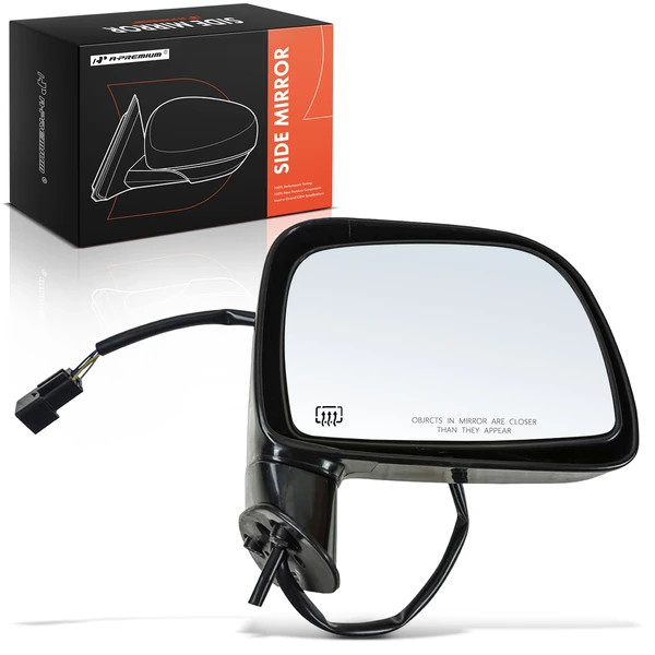 Right Passenger Side Mirror, with Heating, Power Adjustment, Manual Folding, Smooth Black A-Premium APMI2825TW