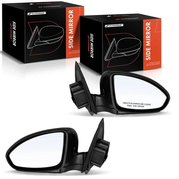 Driver & Passenger Mirror, Power Adjustment, Manual Folding, Smooth Black A-Premium APMI1583TW