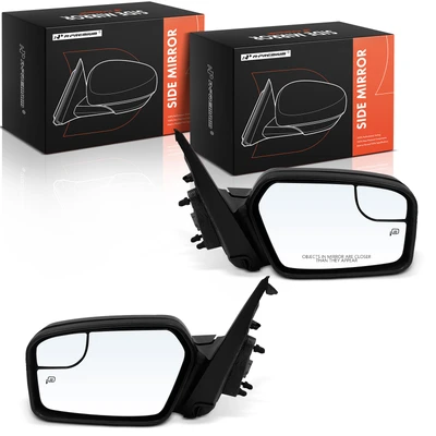 2 Pcs Driver & Passenger Black Smooth Mirror with Power Glass Adjust