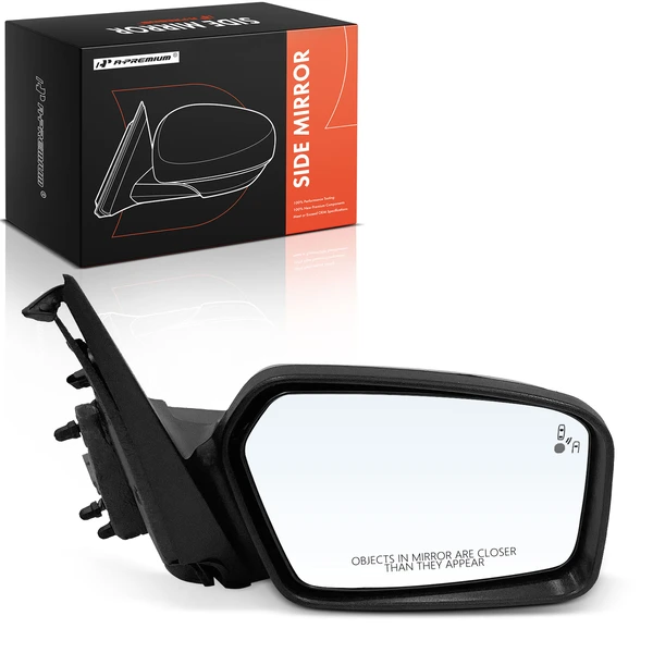 2010-2012 Ford Fusion Right Passenger Side Mirror, Powered, with Heated, Smooth Black A-Premium APMI2180