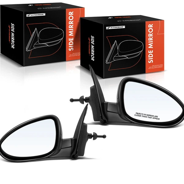 Driver & Passenger Mirror, Manual Adjustment, Manual Folding, Smooth Black A-Premium APMI1584TW