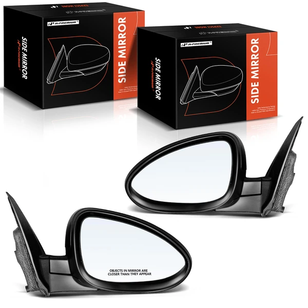 Driver & Passenger Mirror, with Heating, Power Adjustment, Manual Folding, Smooth Black A-Premium APMI1585TW