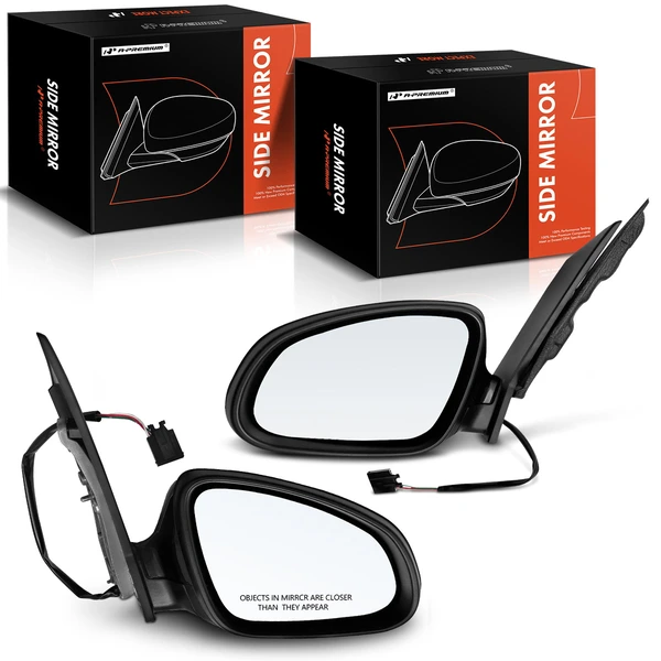 Driver & Passenger Mirror, Powered, Smooth Black A-Premium APMI1590TW