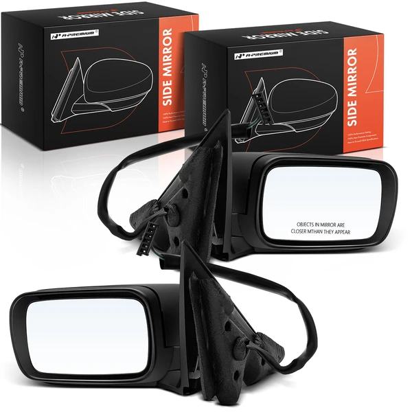 Driver & Passenger Mirror, Power Adjustment, Manual Folding, Primed Black A-Premium APMI1595TW