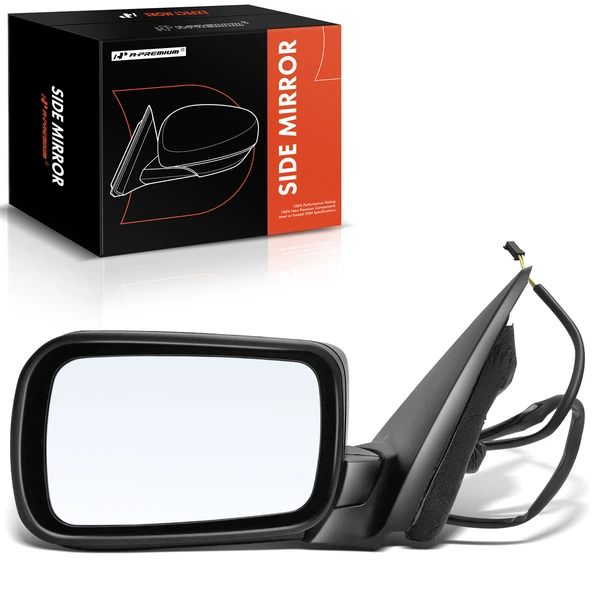Left Driver Side Mirror, with Heating, Power Adjustment, Power Folding, Primed Black A-Premium APMI1599TW