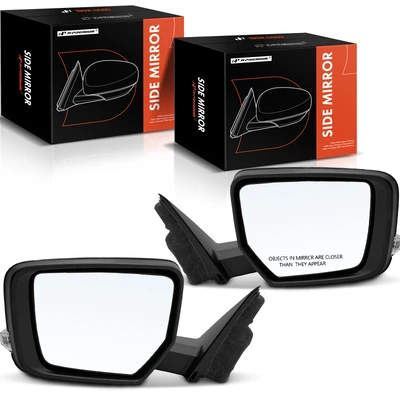 2 Pcs Driver & Passenger Smooth Black Mirror with Heated