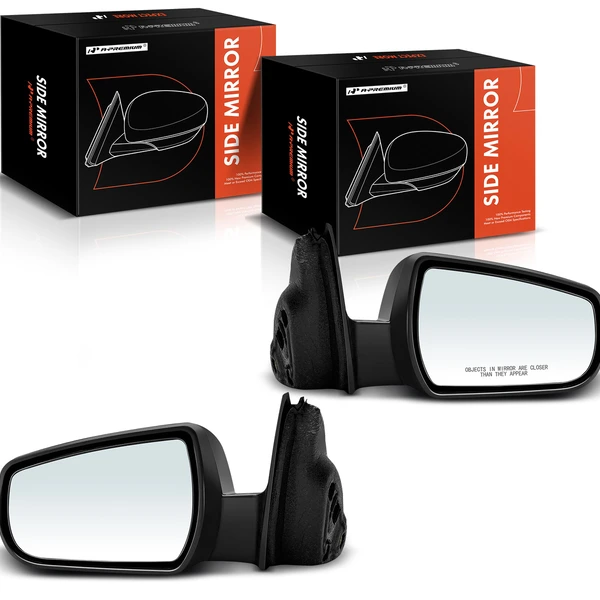Driver & Passenger Mirror, with Heating, Power Adjustment, Manual Folding, Textured Black A-Premium APMI1603TW