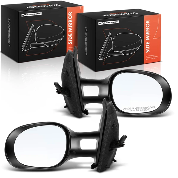 Driver & Passenger Mirror, Manual, Black A-Premium APMI2464