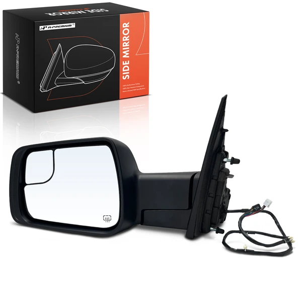 2019-2022 Ram 1500 Left Driver Side Mirror, with Heating, Power Adjustment, Power Folding, Gloss Black A-Premium APMI1611TW