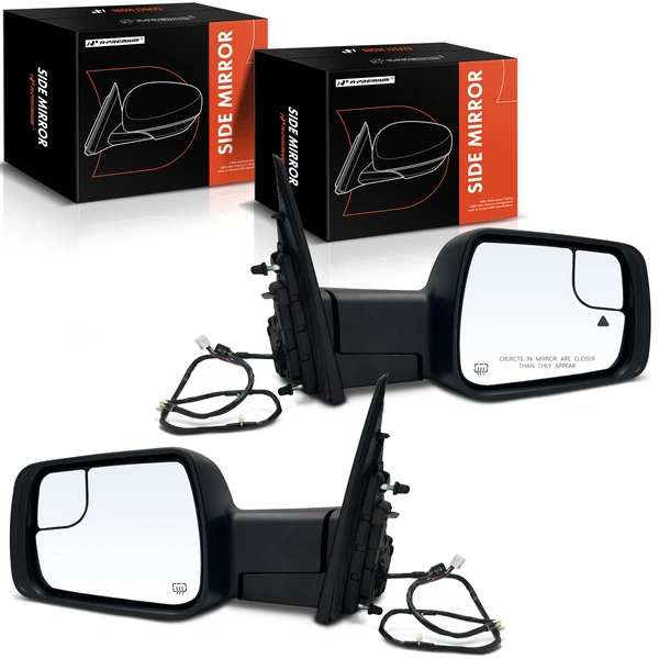 2019-2022 Ram 1500 Driver & Passenger Mirror, Powered, with Heated, Gloss Black A-Premium APMI1610TW