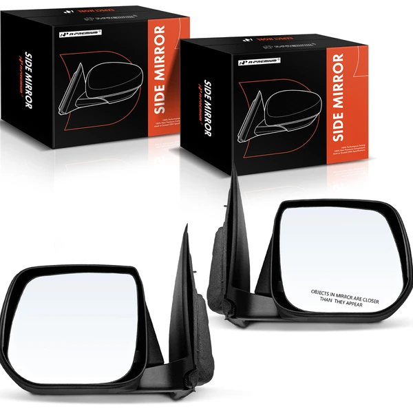 Driver & Passenger Mirror, Manual Adjustment, Manual Folding, Textured Black A-Premium APMI1612TW