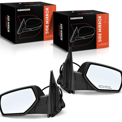 2 Pcs Driver & Passenger Smooth Black Mirror with Heated