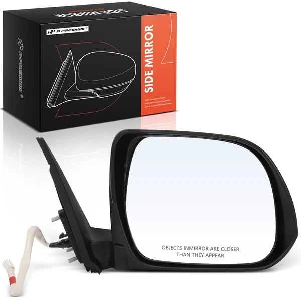Right Passenger Side Mirror, with Heating, Power Adjustment, Manual Folding, White & Black A-Premium APMI2206