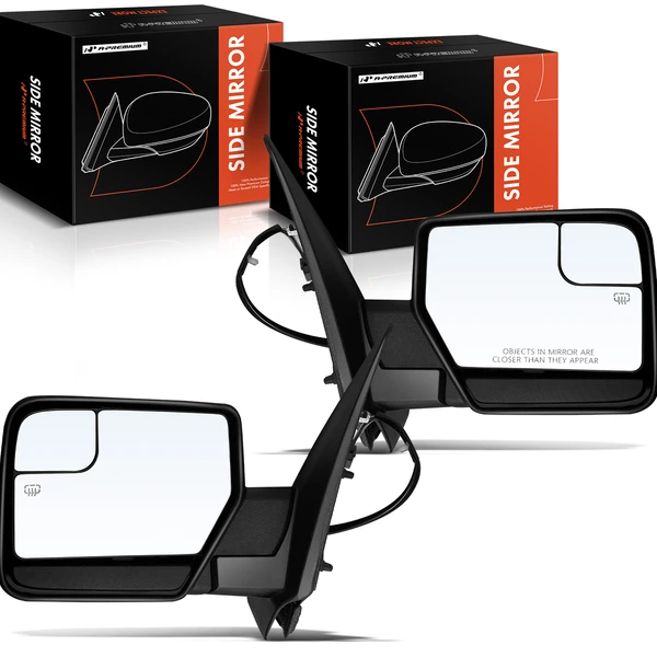 Driver & Passenger Mirror, with Heating, Power Adjustment, Manual Folding, Textured Black A-Premium APMI1616TW