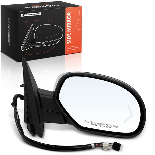 Right Passenger Side Mirror, with Heating, Power Adjustment, Power Folding, Chrome A-Premium APMI2185