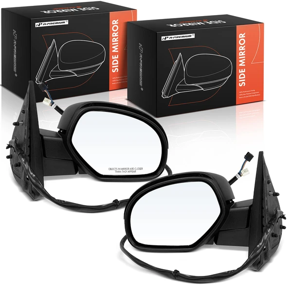 2009-2013 Chevrolet Silverado 1500 Driver & Passenger Mirror, Powered, with Heated, Textured Black A-Premium APMI2187