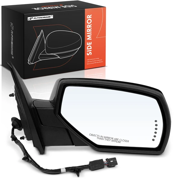 2019 Chevrolet Silverado 1500 LD Right Passenger Side Mirror, Powered, with Heated, Gloss Black A-Premium APMI2191