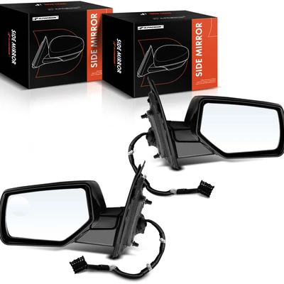 2 Pcs Driver & Passenger Smooth Black Mirror with Heated