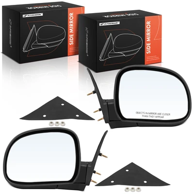 2 Pcs Front Black Manual Folding Mirror