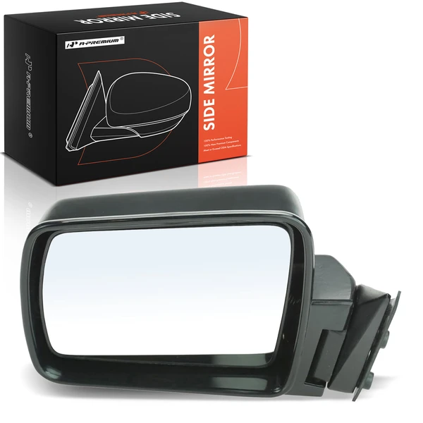 Left Driver Side Mirror, Manual, Paintable Black A-Premium APMI2849TW