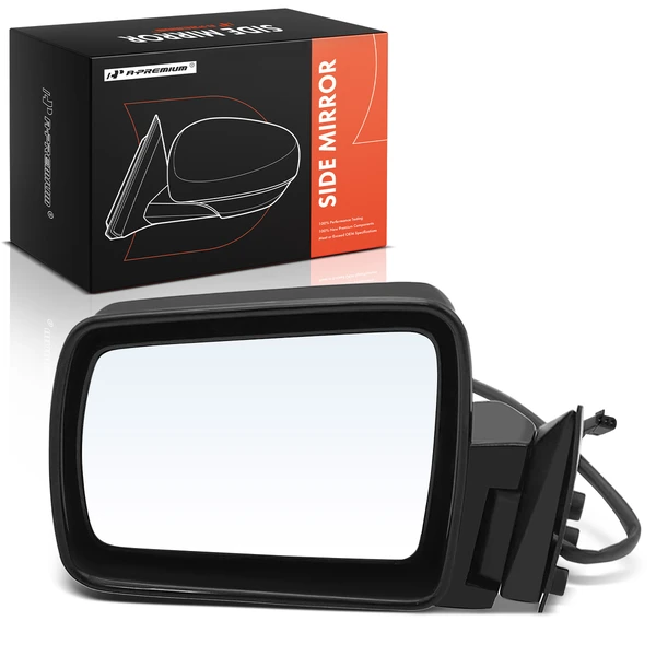 Left Driver Side Mirror, Power Adjustment, Manual Folding, Paintable Black A-Premium APMI2851TW