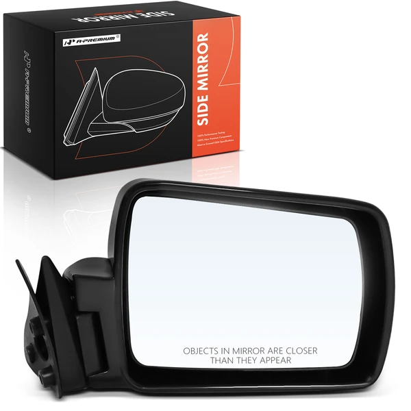 1986-1992 Jeep Comanche Right Passenger Side Mirror, Manual, Paintable Black A-Premium APMI2848TW