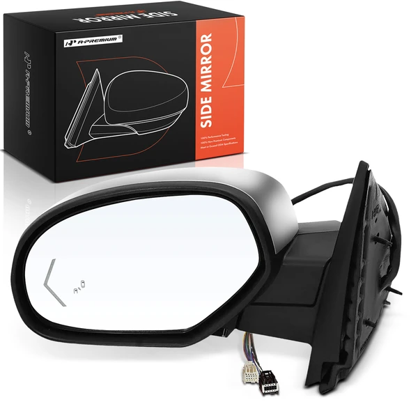 Left Driver Side Mirror, Powered, with Heated, Chrome A-Premium APMI2193