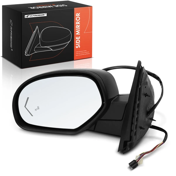 Left Driver Side Mirror, Powered, with Heated, Gloss Black A-Premium APMI2199
