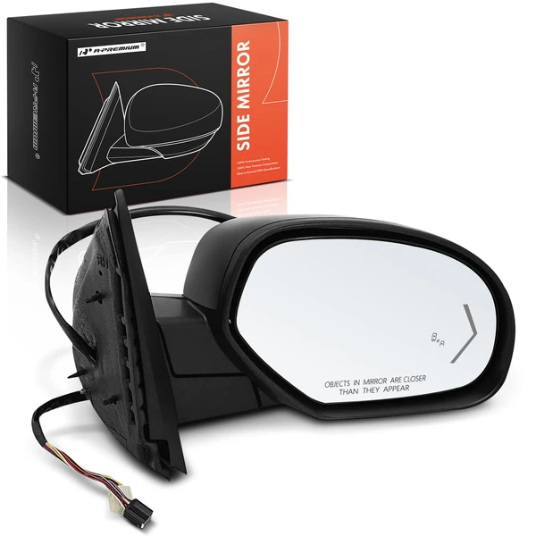 2007-2013 GMC Yukon XL 2500 Right Passenger Side Mirror, with Heating, Power Adjustment, Power Folding, Gloss Black A-Premium APMI2200