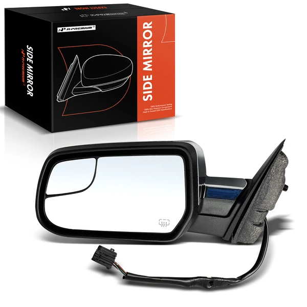 Left Driver Side Mirror, with Heating, Power Adjustment, Manual Folding, Chrome A-Premium APMI854